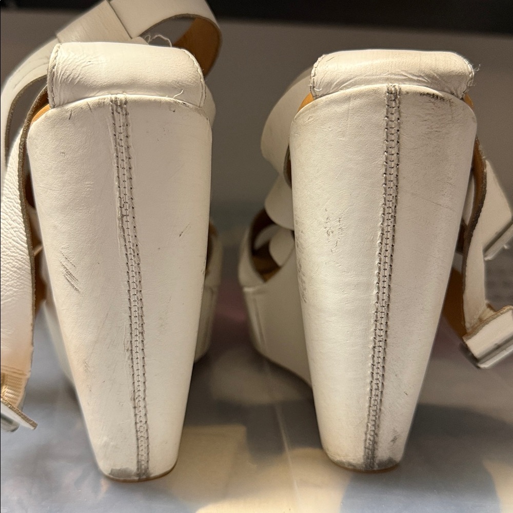 Kork-Ease White Hailey Platform Wedge Sandal Sz 9 - Picture 3 of 9
